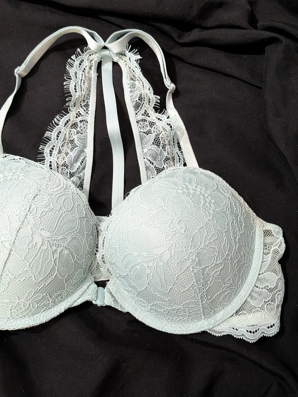 Victoria's Secret Lace Racerback Bra in Pale Mint